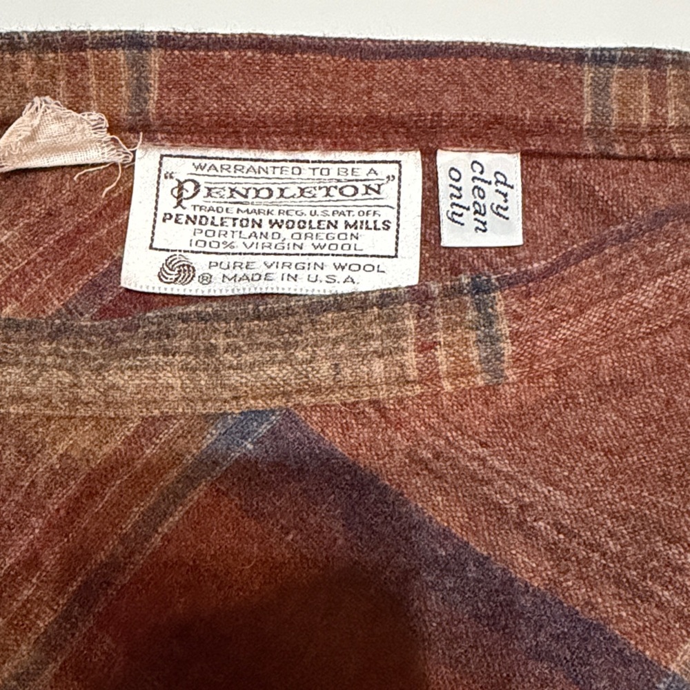 Pendleton A-Line Plaid Midi Skirt in Brown and Orange 100% Wool 6 - Picture 4 of 6
